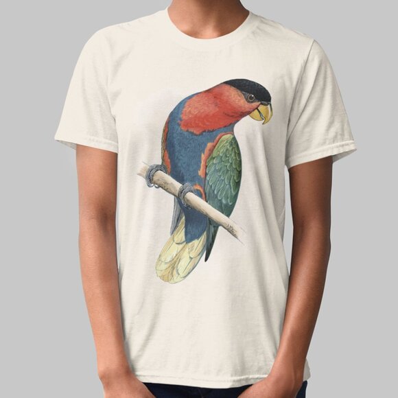 Outfit Bits Tops - Black-capped Lory Vintage Parrot Print Short Sleeve Graphic Tee T-shirt S M L XL